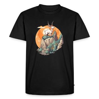 Chèvre amie jardinière au sommet de la montagne - T-shirt Premium bio Homme - noir - Devant - Nico (187cm)