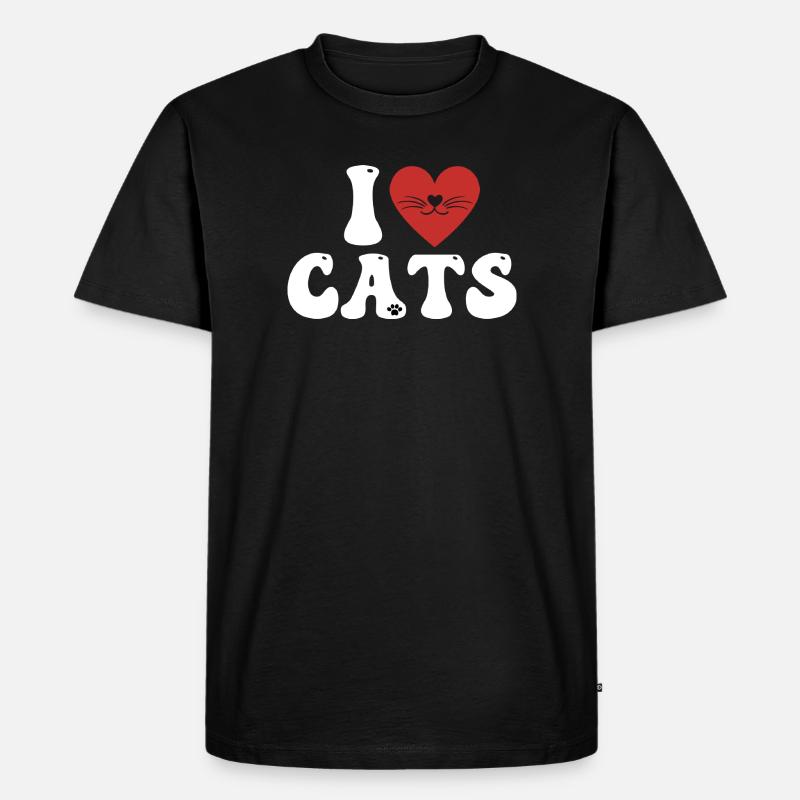 ICH LIEBE KATZEN - Männer Premium Bio T-Shirt - Schwarz