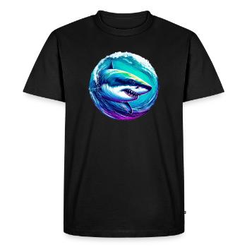 Requin blanc - T-shirt Premium bio Homme - noir - Devant - Nico (187cm)