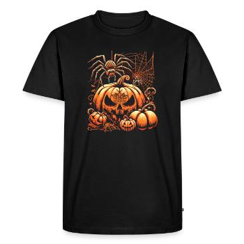 Araignée d’Halloween avec des citrouilles - T-shirt Premium bio Homme - noir - Devant - Nico (187cm)