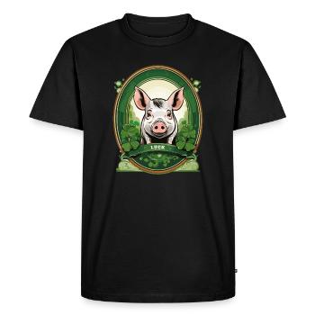 Cochon chanceux avec trèfles - T-shirt Premium bio Homme - noir - Devant - Nico (187cm)
