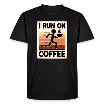I Run on Coffee - Men's Premium Organic T-Shirt - black - Front - Nico (187cm)