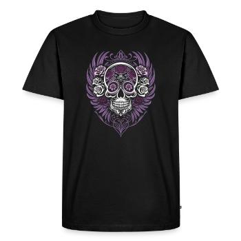 Sugar Skull Halloween Wings - Men's Premium Organic T-Shirt - black - Front - Nico (187cm)