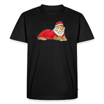 Chapeau de Père Noël tigre - T-shirt Premium bio Homme - noir - Devant - Nico (187cm)