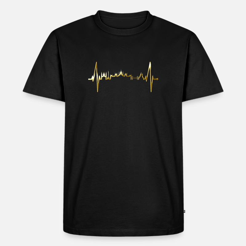Budapest Skyline Herzschlag Ungarn Herz Budapester - Männer Premium Bio T-Shirt - Schwarz