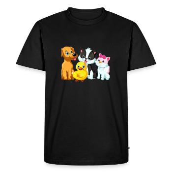 Adorable Puppy Cat Duck Illustration - Men's Premium Organic T-Shirt - black - Front - Nico (187cm)