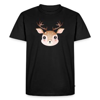 Tête de cerf mignonne dans un style comique mignon - T-shirt Premium bio Homme - noir - Devant - Nico (187cm)
