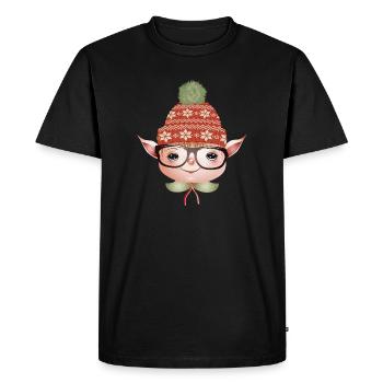 Adorable lutin de Noël mignon avec des lunettes - T-shirt Premium bio Homme - noir - Devant - Nico (187cm)