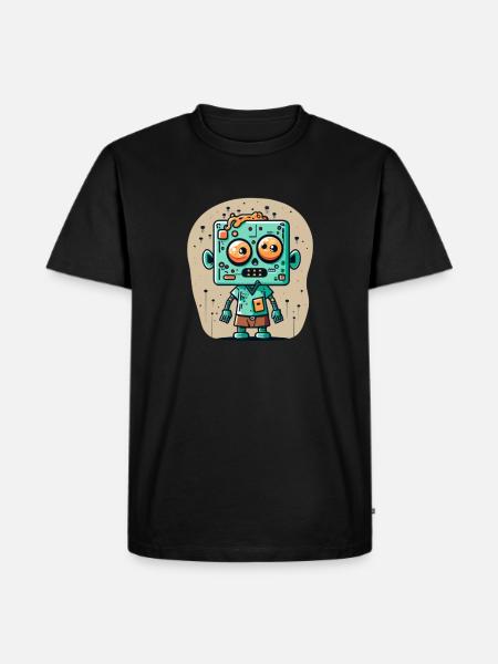 Cute zombie with a square head - Men's Premium Organic T-Shirt - black