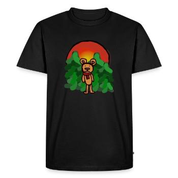 Habitant de la forêt, conte de fées, ours, seul, solitude, forêt - T-shirt Premium bio Homme - noir - Devant - Nico (187cm)
