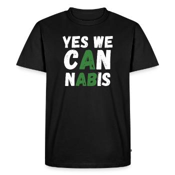 Yes We Cannabis! - Men's Premium Organic T-Shirt - black - Front - Nico (187cm)