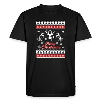 Merry Christmas Design - Ugly Xmas Weihnachten - Men's Premium Organic T-Shirt - black - Front - Nico (187cm)