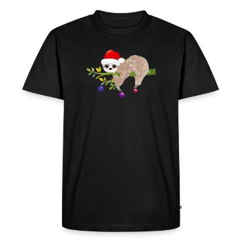 paresseux drôle avec chapeau de père Noël pour Noël - T-shirt Premium bio Homme - noir - Devant - Nico (187cm)