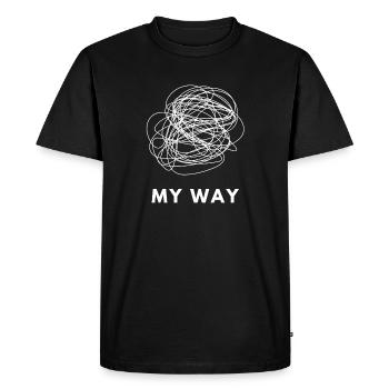 My Way Chaotic Mind Overthinker Statement Tee - T-shirt Premium bio Homme - noir - Devant - Nico (187cm)