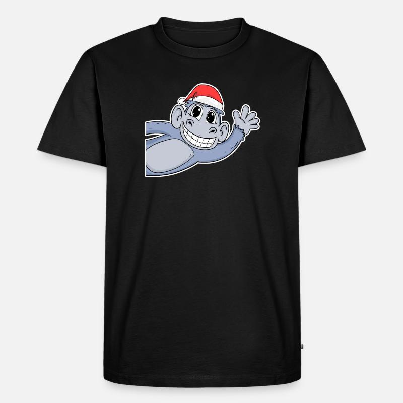Affe Weihnachten - Männer Premium Bio T-Shirt - Schwarz
