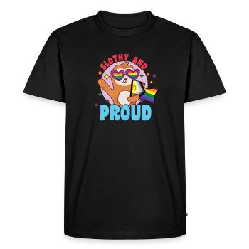 Fabuleuse vie de paresseux avec drapeau LGBT - T-shirt Premium bio Homme - noir - Devant - Nico (187cm)