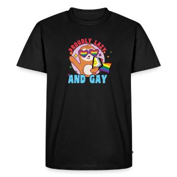 Fabuleuse vie de paresseux avec drapeau LGBT - T-shirt Premium bio Homme - noir - Devant - Nico (187cm)