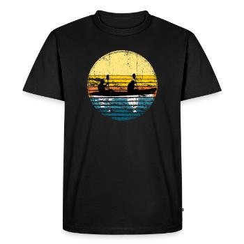 Sunset Kayak Silhouette Circle - Men's Premium Organic T-Shirt - black - Front - Nico (187cm)