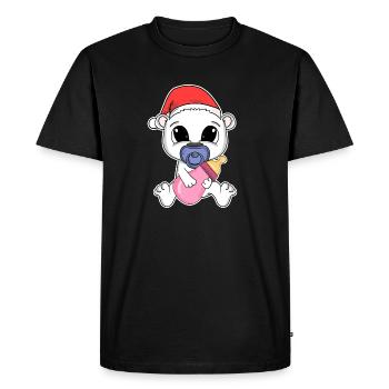 Polar Bear Baby Christmas Bear - Men's Premium Organic T-Shirt - black - Front - Nico (187cm)