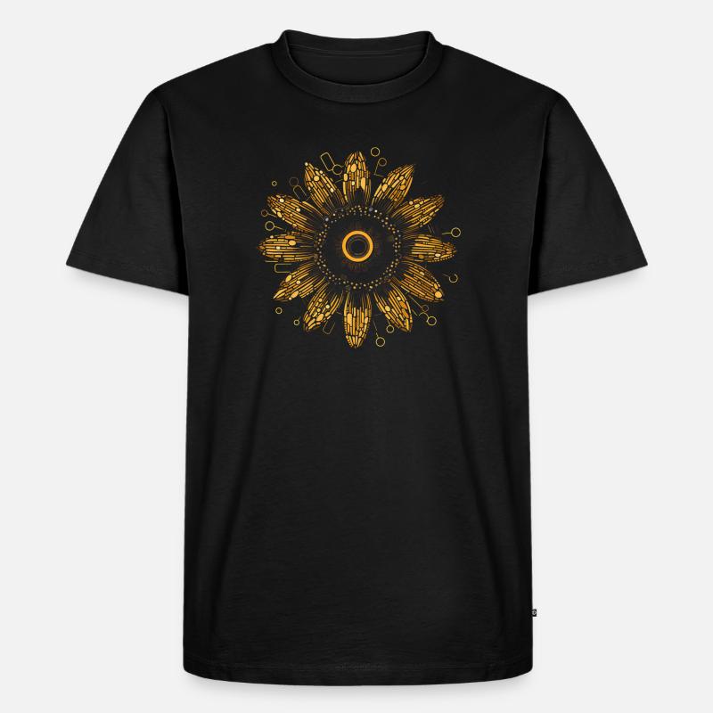 Boho Sonnenblumen Mandala Muster - Männer Premium Bio T-Shirt - Schwarz