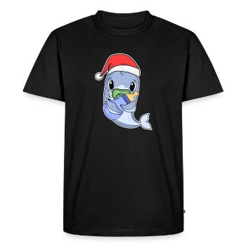Requin bébé Noël - T-shirt Premium bio Homme - noir - Devant - Nico (187cm)