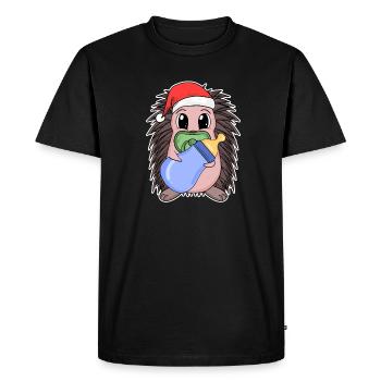 Hérisson bébé Noël - T-shirt Premium bio Homme - noir - Devant - Nico (187cm)