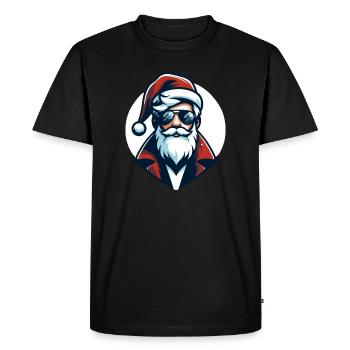 Père Noël Hipster - Noël Chic - T-shirt Premium bio Homme - noir - Devant - Nico (187cm)