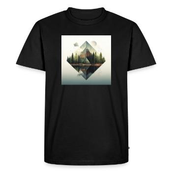 Pyramide Forestière et Reflets - T-shirt Premium bio Homme - noir - Devant - Nico (187cm)