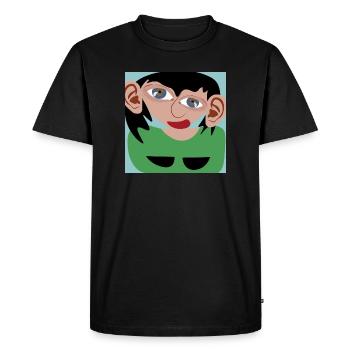 Femme aux cheveux noirs - T-shirt Premium bio Homme - noir - Devant - Nico (187cm)