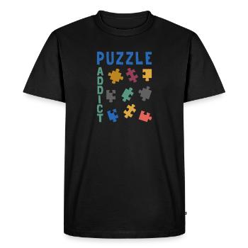 Puzzle addict - T-shirt Premium bio Homme - noir - Devant - Nico (187cm)