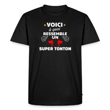 Super héros à thème de super tonton - T-shirt Premium bio Homme - noir - Devant - Nico (187cm)