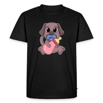 Porte-chien Motif bébé chien - T-shirt Premium bio Homme - noir - Devant - Nico (187cm)