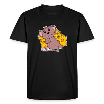 Mouse motif with cheese - Men's Premium Organic T-Shirt - black - Front - Nico (187cm)