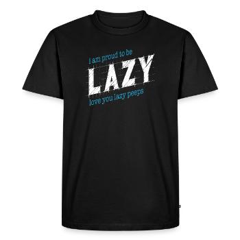 Fier d’être paresseux - T-shirt Premium bio Homme - noir - Devant - Nico (187cm)