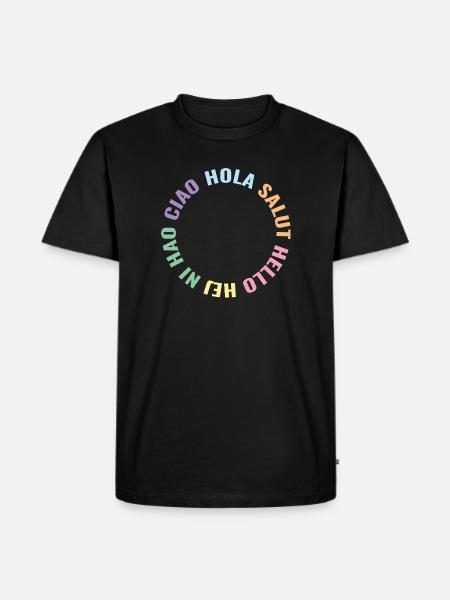Pastel Global Greetings Circle - Men's Premium Organic T-Shirt - black