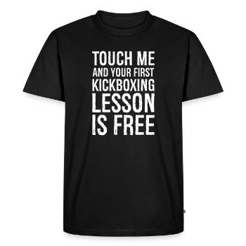 Touchez-moi et votre premier cours de kickboxing est gratuit - T-shirt Premium bio Homme - noir - Devant - Nico (187cm)