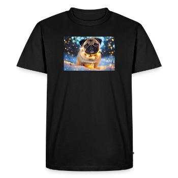 Carlin mignon avec des lumières de Noël - T-shirt Premium bio Homme - noir - Devant - Nico (187cm)