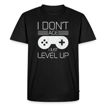 Je ne vieillis pas, je viens de monter de niveau Chemise de jeu - T-shirt Premium bio Homme - noir - Devant - Nico (187cm)