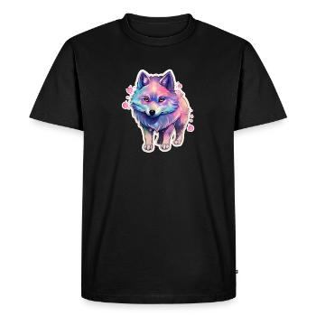 Mignon petit chien avec une fourrure arc-en-ciel - T-shirt Premium bio Homme - noir - Devant - Nico (187cm)