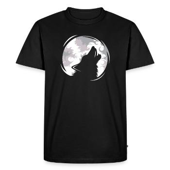 loup, loups, hurlement, lune, soir, sombre, animaux, nature - T-shirt Premium bio Homme - noir - Devant - Nico (187cm)