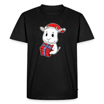 Chèvre avec bonnet de Père Noël - Noël - T-shirt Premium bio Homme - noir - Devant - Nico (187cm)