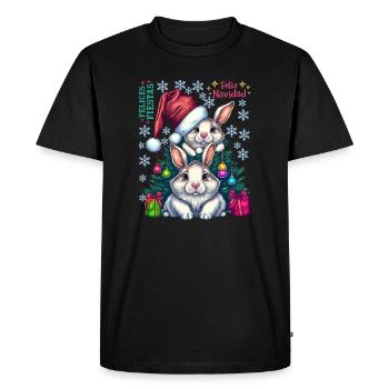 Lapins de Pâques festifs avec chapeau de Noël - T-shirt Premium bio Homme - noir - Devant - Nico (187cm)
