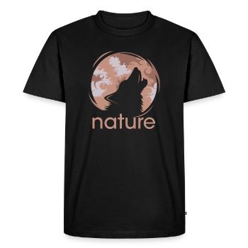 nature, loup, lune, icône, illustration, forêt, logo - T-shirt Premium bio Homme - noir - Devant - Nico (187cm)