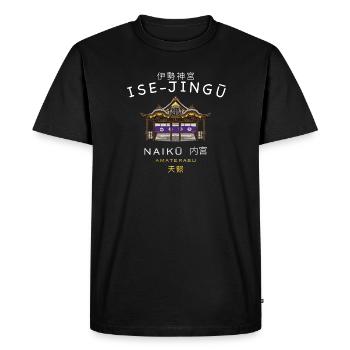 Japon, sanctuaire d’Ise-Jingu, Amaterasu, dessin à la main - T-shirt Premium bio Homme - noir - Devant - Nico (187cm)