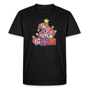 Squirrel Christmas Tree Christmas - Men's Premium Organic T-Shirt - black - Front - Nico (187cm)