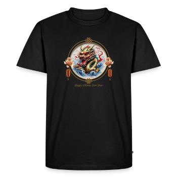 Dragon rouge doré chinois. Bonne Année - T-shirt Premium bio Homme - noir - Devant - Nico (187cm)