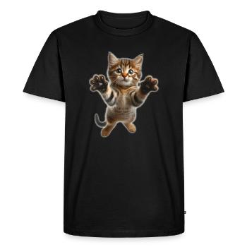 Mignon petit chat qui saute - T-shirt Premium bio Homme - noir - Devant - Nico (187cm)