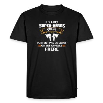 Super-Héros Frère Sans Cape - T-shirt Premium bio Homme - noir - Devant - Nico (187cm)