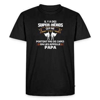 Humour Super-Héros Papa Illustration - T-shirt Premium bio Homme - noir - Devant - Nico (187cm)