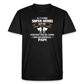 Super-Héros Papi Cadenas d'Amour - T-shirt Premium bio Homme - noir - Devant - Nico (187cm)
